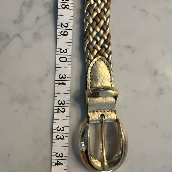 Women’s braided Metallic silver, gold bronze, small belt EUC - Picture 4 of 6